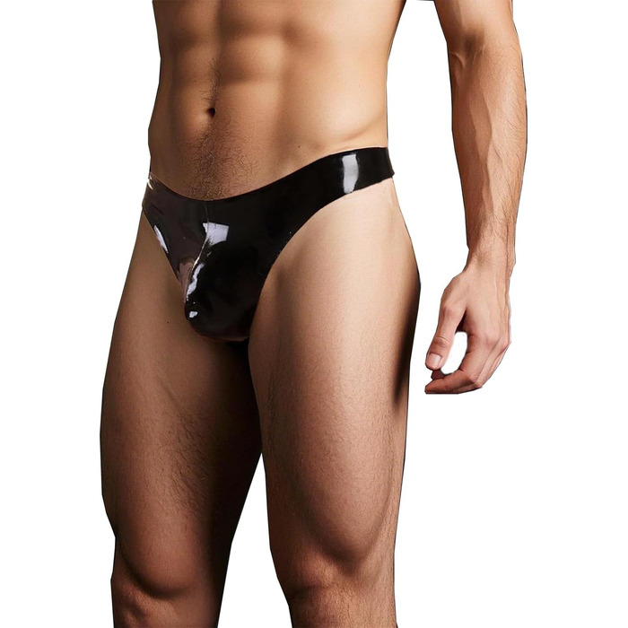 Чоловічі труси G-string з латексу GREEFEI, чорні, ручної роботи, Tanga, XL