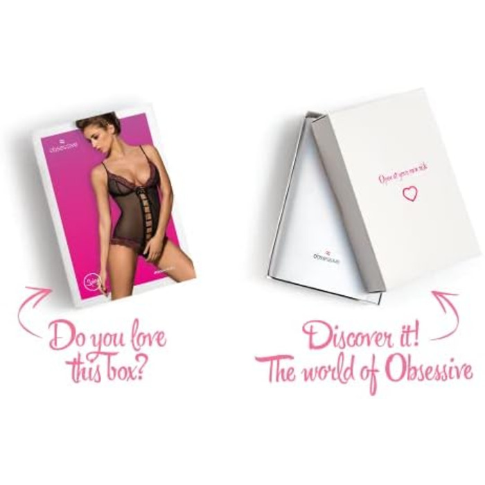 Корсет-боді Obsessive Zarter з витонченою мереживом та шнуванням, чорний (XXL), подарункова коробка