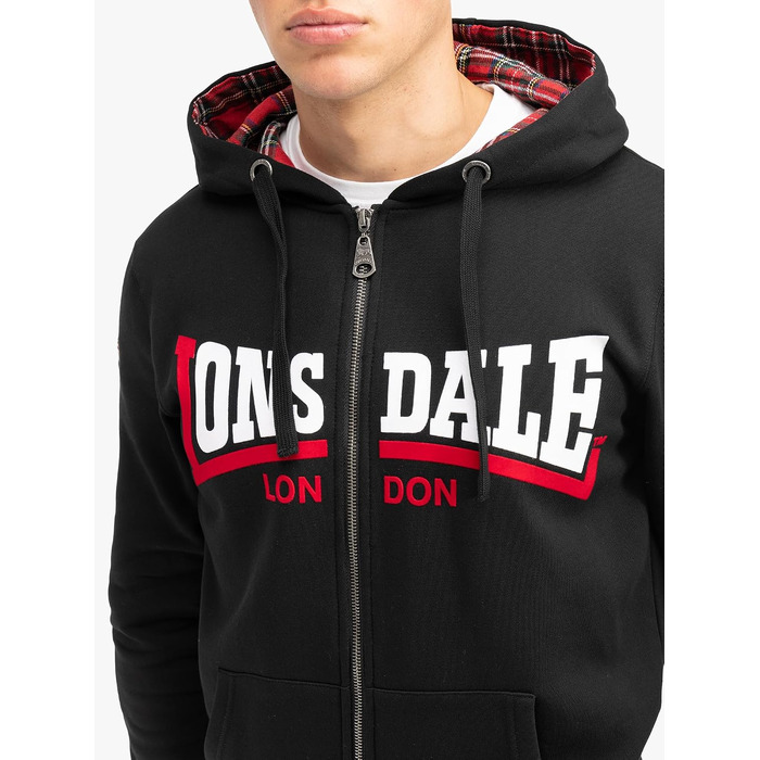 Чоловіча худі-куртка Lonsdale London Nateby чорна, стиль streetwear, розмір 3XL