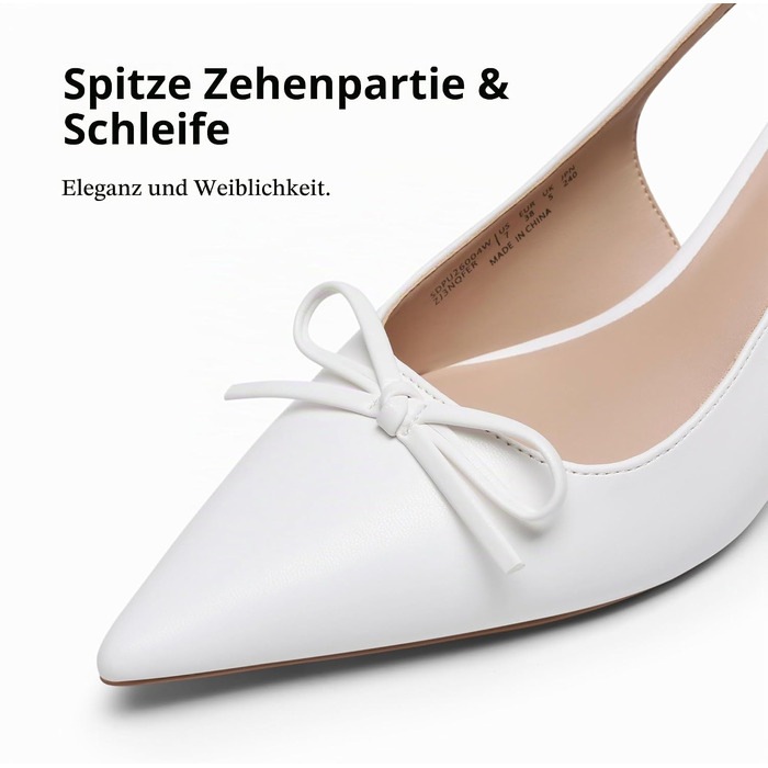 Жіночі туфлі-слінгбеки DREAM PAIRS на підборах kitten heel, білі, розмір 43 EU