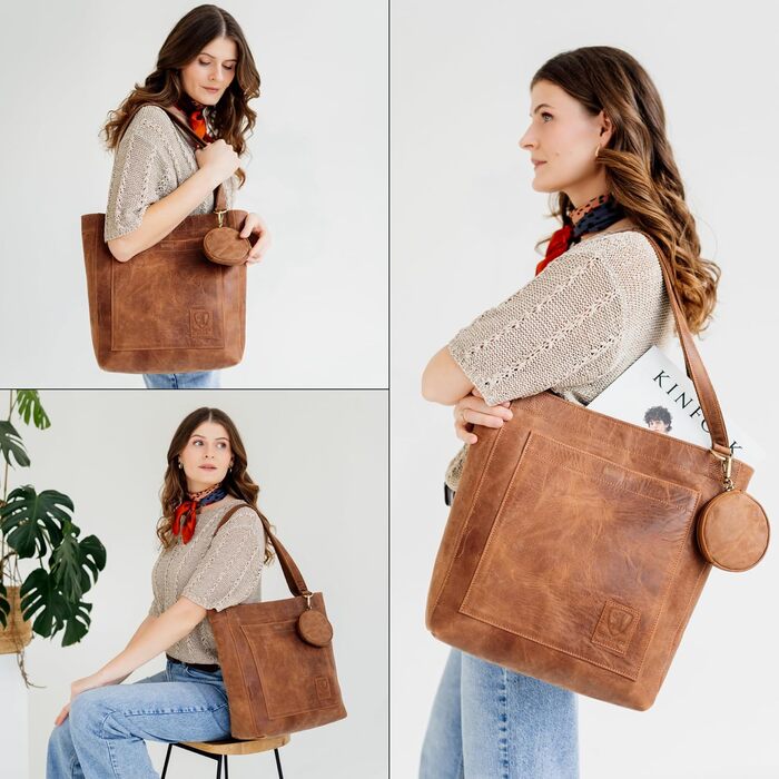 Жіноча шкіряна сумка-шопер Berliner Bags Vintage Seville, сумка з ручками в кольорі Camel