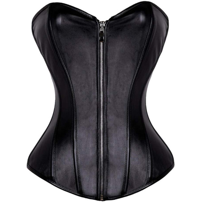 Сексуальний комплект спідньої білизни з нічною сукнею, чорний, штучна шкіра, корсет, топ, стимпанк, блискавка спереду, ody Shaper, спідня білизна для жінок, підтягуючий пояс, великі розміри (C, L)