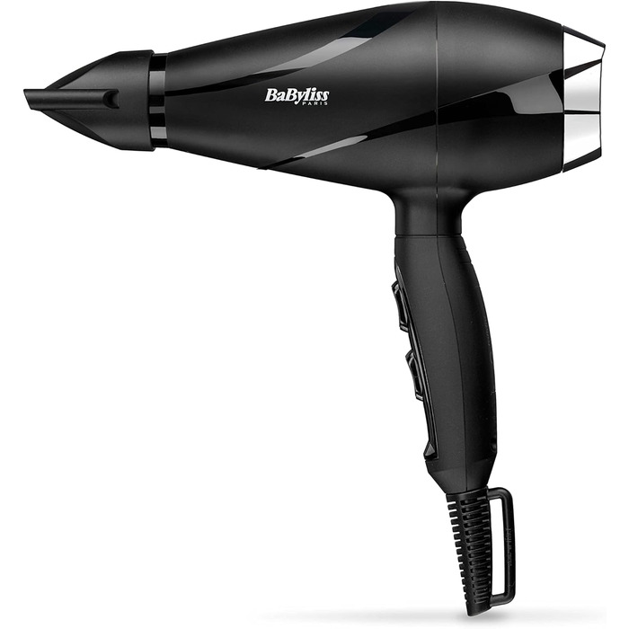 Фен для волосся BaByliss Shine Pro 2200 (6713DE) 2200Вт, іонізація, антифриз-ефект, з дифузором та концентратором, чорний, Made in Italy