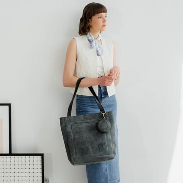 Жіноча шкіряна сумка-шопер Berliner Bags Vintage Seville, класична сумка з ручками (Темно-сіра)