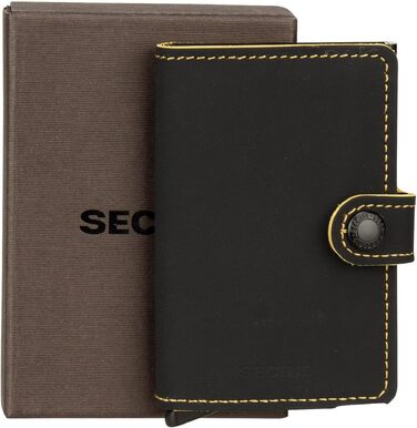 Компактний гаманець-кардхолдер Secrid Miniwallet Matte для жінок та чоловіків, чорно-охристий (10.2 x 6.5 x 2.1 см)