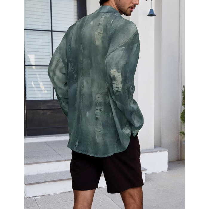 Чоловіча прозора футболка AIEOE з довгим рукавом, тонка, сексуальна, для дискотеки, клубного одягу, розмір M, колір темно-синій