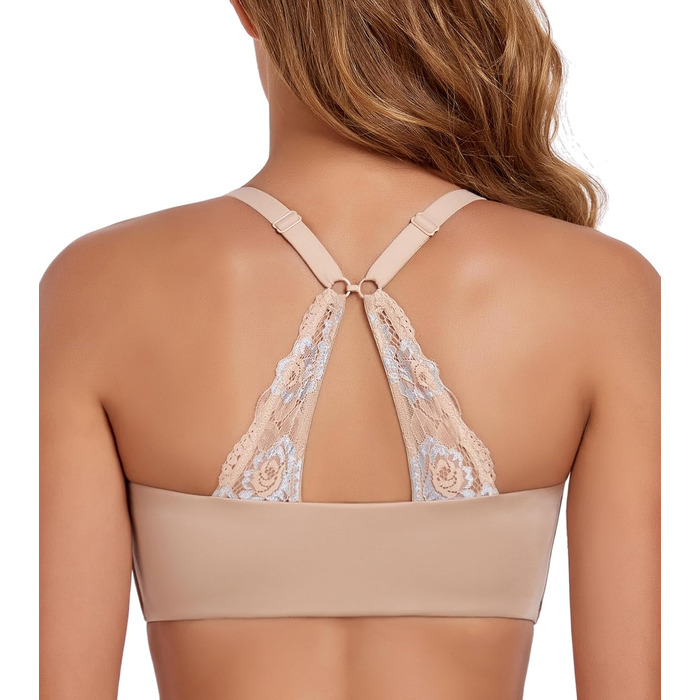 Леморосі: Безшовний бюстгальтер без кісточок, мультивей, на спину, з передньою застібкою, великі розміри, сильний утримання, повна чашка, комфортний, класичний бралетт для повсякденного носіння, 95E, бежевий