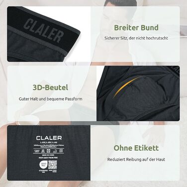 Чоловічі труси CLALER з бамбука (6 шт.) - дихаюча спортивна білизна з антибактеріальним ефектом, чорний+сірий+синій+червоний+зелений+жовтий