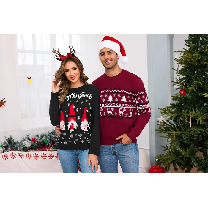 Смішний різдвяний светр Terecey Daen з принтом, зимовий лонгслів Ugly Christmas Sweater, чорний, XL