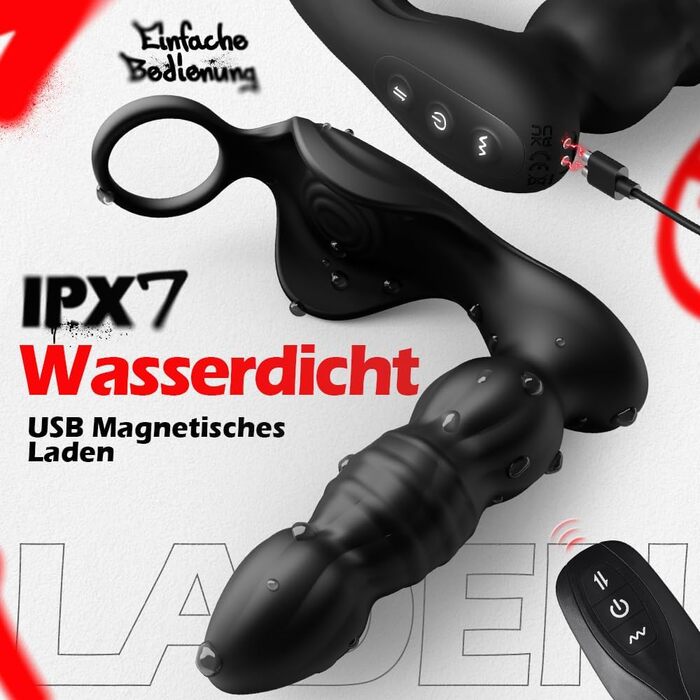 Вібратор для чоловіків для стимуляції простати, анальний плагін з кільцем, 3 режими, 10 вібрацій. Іграшки для дорослих, для пар.