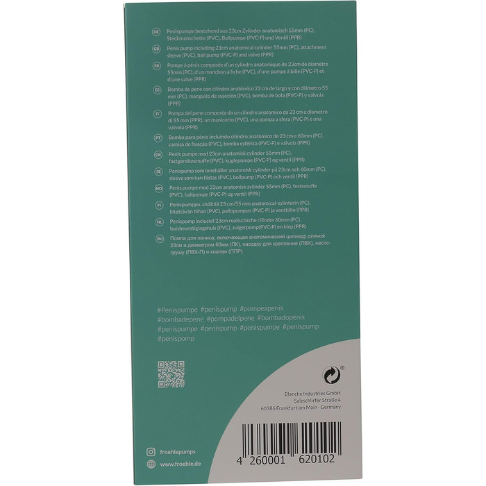 Power Penispumpe Fröhle PP020 – Прозора стандартна помпа для ерекції (1 шт.)
