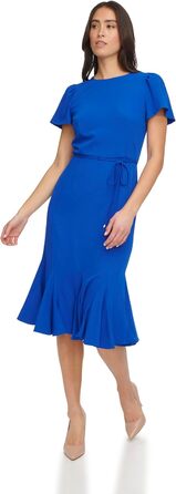 Сукня міді Tommy Hilfiger з плісе, поясом та рукавами 3/4, Majorelle Blue, розмір 42