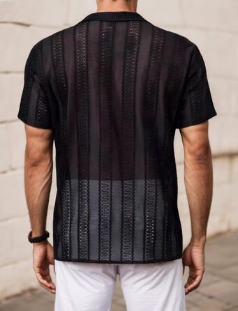 Чоловіча сорочка поло з мереживом AIEOE, колір чорний, розмір XL