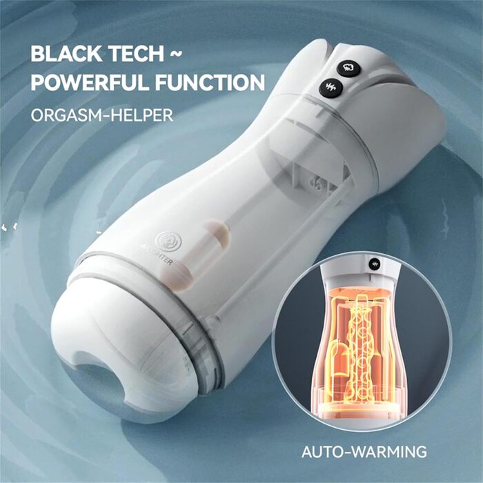 Масажер для чоловіків з 4 режимами всмоктування, 10 вібрацій та функцією нагріву - чорний