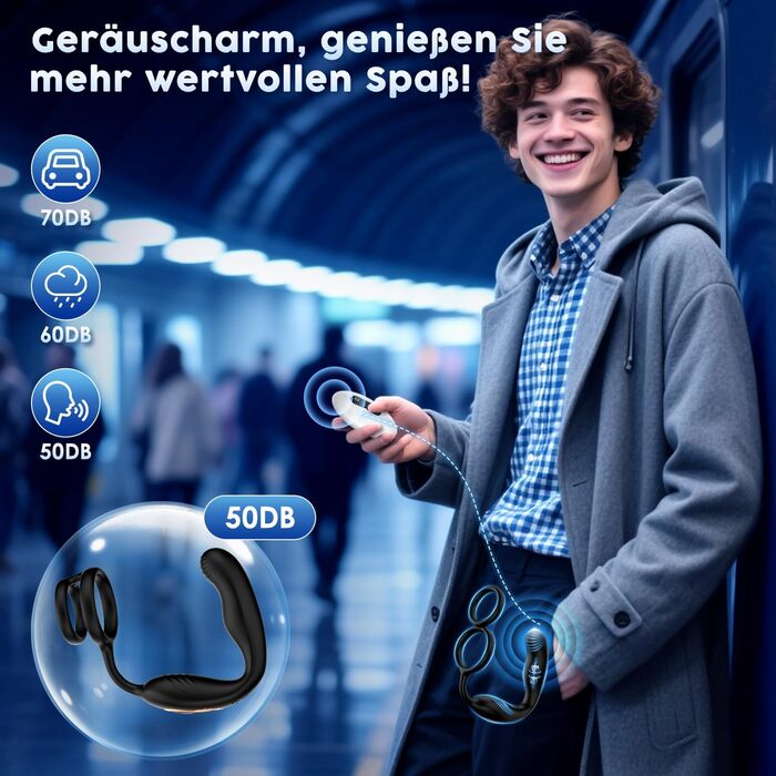 Вібратор для чоловіків для стимуляції простати, з обертанням на 360° та 10 режимами вібрації, анальний плагін з кільцем