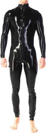 Латексний комбінезон для чоловіків YXFHHY: чорний, цільнотілий, з довгим рукавом, на блискавці, для вечірок та клубів