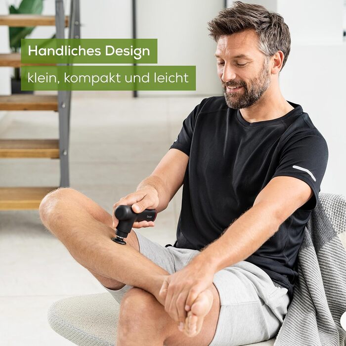 Перкусійний масажер Beurer MG 79 Massage Gun Sensitive: компактний масажний пістолет для чутливих зон, 3 насадки та 3 рівні інтенсивності
