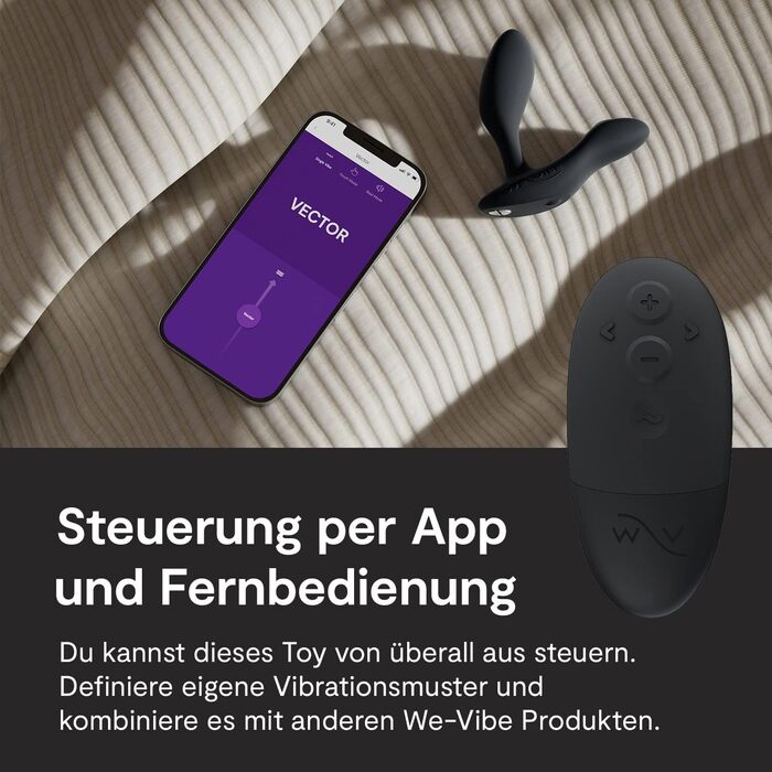 We-Vibe Vector + Virbierender Anal Plug: Масажер простати та периануму для чоловіків, дистанційне керування, додаток, гнучкий силіконовий секс-іграшка (чорний)