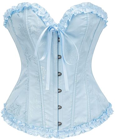 Корсет для жінок - бюстєль-корсет, топ - для великої груди, шнурівка, талія, спідня білизна - квітковий принт, блакитний колір, розмір S