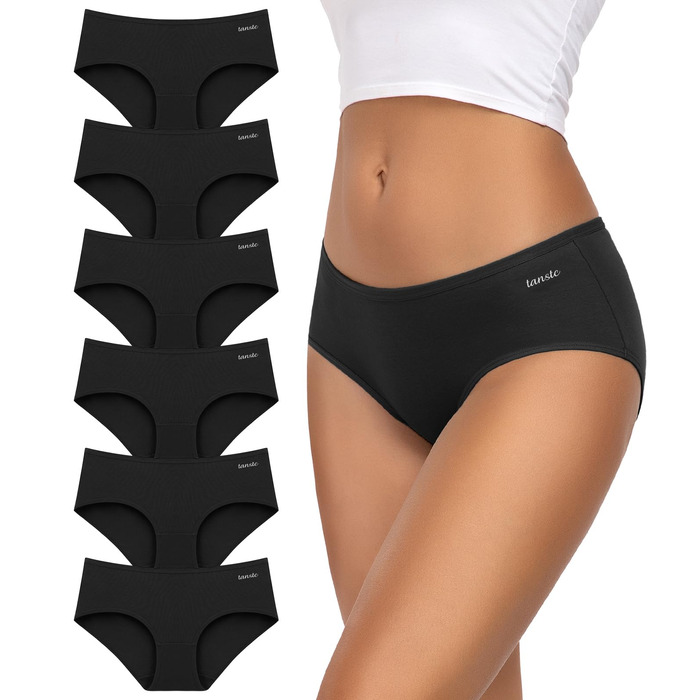 Танстк (TANSTC) жіночі труси-сліпи з бавовни, 6 шт. в упаковці, низька посадка, еластичні, дихаючі, чорний, XL