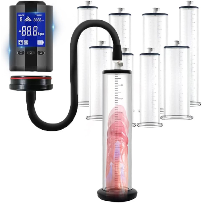 Електрична вакуумна помпа для чоловіків NAIXBTY для збільшення пеніса та покращення ерекції. Різні режими, вакуумна помпа для стимуляції, секс-іграшки. Розміри: 22.9*5.1 см