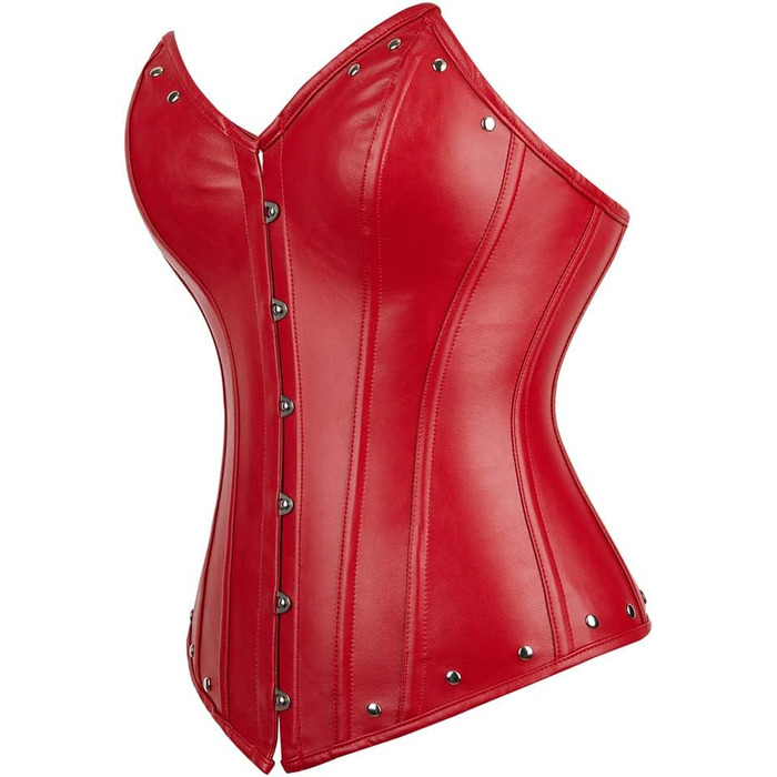 Жіноче корсетне боді Grebrafan з екошкіри, червоне, вінтажний стиль