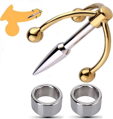 Розширювач сечоводу з нержавіючої сталі, набір: 3 шт. (діаметри 30 мм), з кульками, металевий катетер, пеніс-плаг, кільця на пеніс (2 шт.), розширювач сечоводу для чоловіків