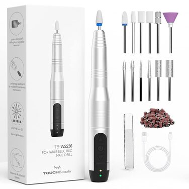 Електричний апарат для манікюру та педикюру TOUCHBeauty AG-2236, бездротовий набір 12 в 1 для нарощених нігтів, гель-лаку та кутикули, USB-зарядка