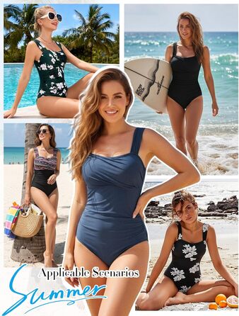 Світшот Badeanzug Damen Einteiige Bauchweg Bademode Push Up Swimsuit Vintage Raffung One Piece Große Größe Schwimmanzug Tummy Contro Schankheits Strandmode (Bunte Drucke, S)