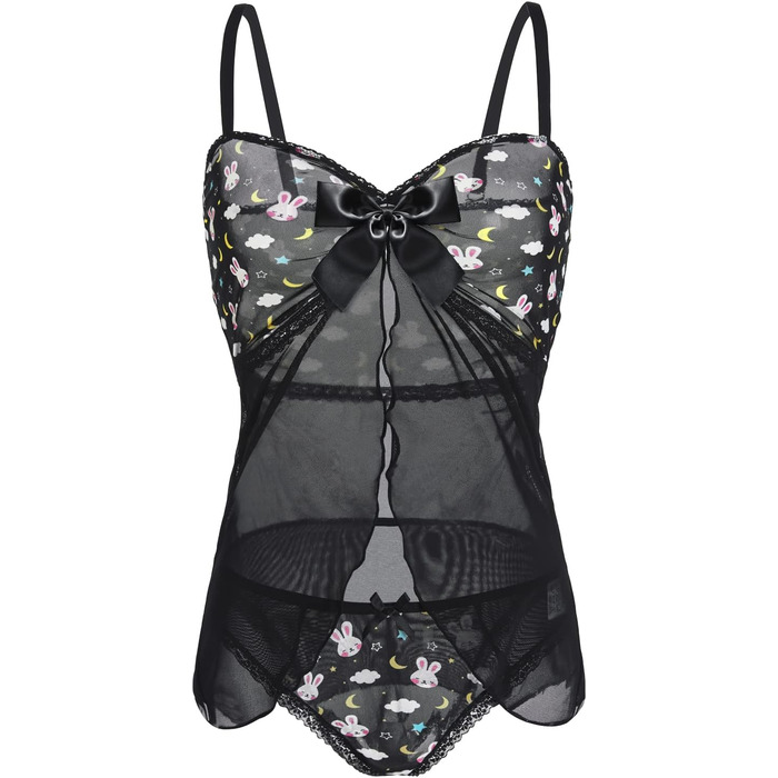 Чорна нічна сорочка babydoll з мереживом Littleforbig для жінок, V-подібний виріз, нічна сорочка, спідня білизна