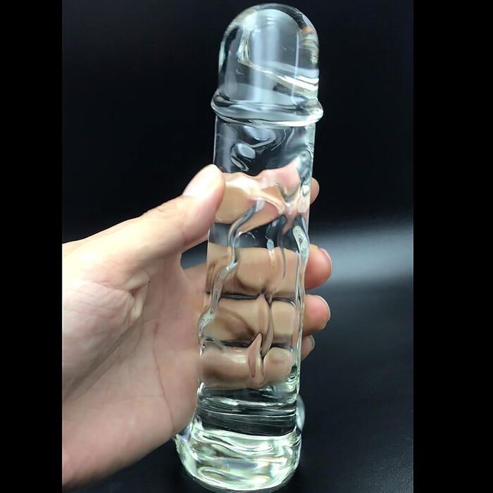 Скляний дildo XXL ScreaAss 21.5 см: кришталевий анальний плуг для дорослих, прозорий, 45 мм