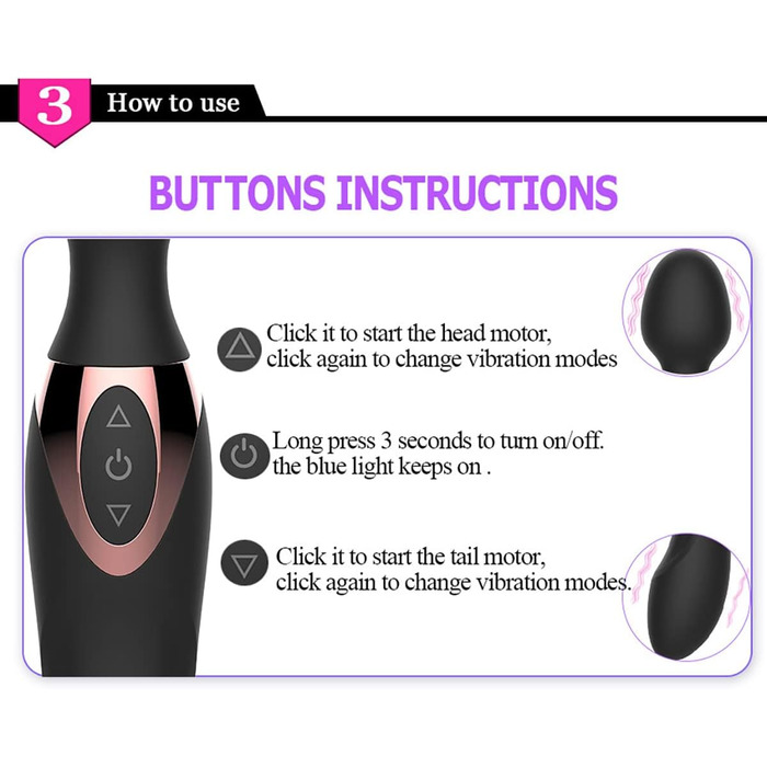 Масажний стрижень JFRong з силікону з двома головками, 10 режимів вібрації, масажер для жінок (клітора та G-точки), стимулятор з двома моторами, секс-іграшка для чоловіків, жінок, пар (рожевий)