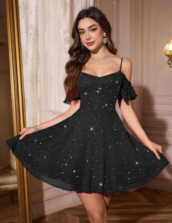 Сукня вечірня бальна з відкритими плечима Meetjen, чорна, A-силует, шорсткий тюль, короткі коктейльні сукні, розмір XXL