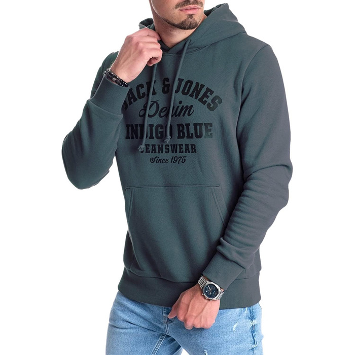 Чоловіче худі з капюшоном Jack & Jones Logo edona age Mika 4, темно-сіре (S)