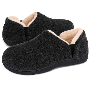 Чоловічі теплі зимові капці LongBay з ефектом пам'яті (Memory Foam), закриті тапочки, темно-сірі, розмір 42/43 EU