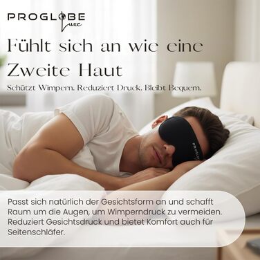 Маска для сну Proglobe Luxe 3D — світлонепроникна м'яка маска для очей для сну на спині та боці, дихаюча та комфортна (чорна)