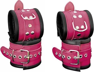 Набір для БДСМ: шкіряне спорядження для зв'язування (набір) - чорний/рожевий