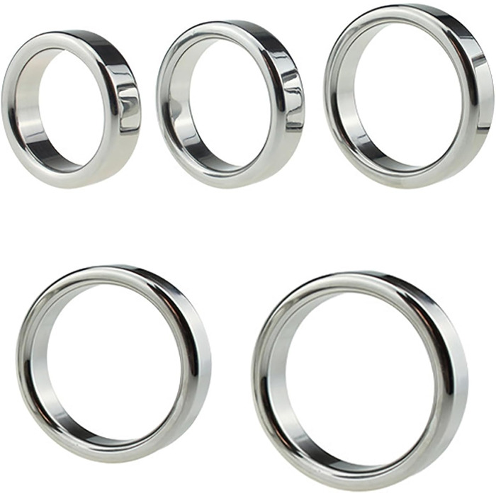Набір з 3 шт. металевих обручів для яєчок (5 розмірів) – металеві обручі для пеніса, розтягувачі яєчок, обважнювачі мошонки, бондж, секс-іграшки для чоловіків, срібло