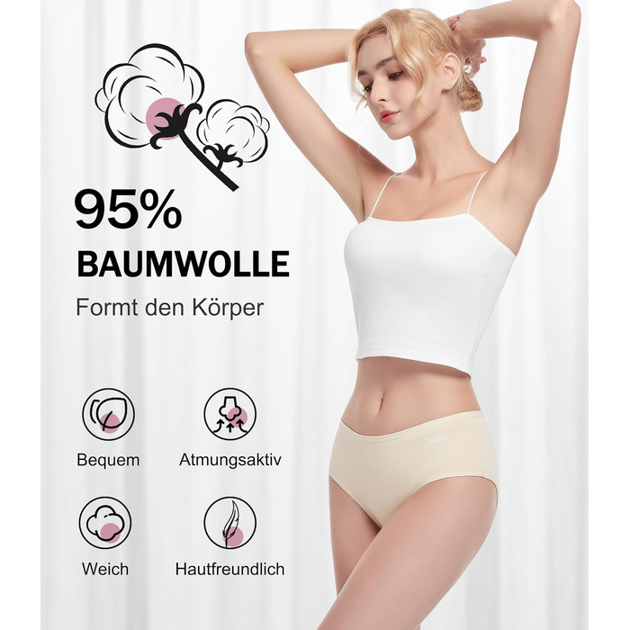 Бодібель Bobelle (5 шт.): бавовняні дихаючі труси для жінок. М'які, зручні, еластичні сліпи (S-XXL), багатоколірні