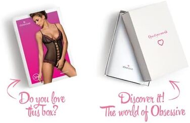 Корсет-боді Obsessive Zarter з витонченою мереживом та шнуванням, чорний (XXL), подарункова коробка