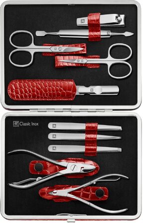 Набір для манікюру та педикюру ZWILLING Kroko Edition (10 предметів), нержавіюча сталь, шкіряний футляр, червоний