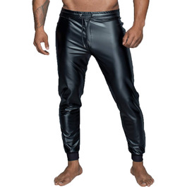 Чоловічі штани Treggings з Powerwetlook матеріалу чорного кольору XL | Noir Handmade Collection