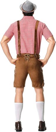 Традиційний костюм для чоловіків RUMAOZIA: повний комплект (ледерхоза, сорочка, латкова штани) для Октоберфесту, тематична вечірка, коричневий, розмір M