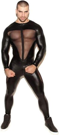 Комбінезон з латексу для чоловіків MIAOXIAO, мокрий ефект, повний костюм, боді, L