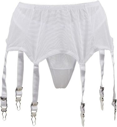 Набір стрічок для панчіх Ohyeah з високою талією, мереживо, сітка, ремінці з 6 металевими кліпсами, білий/розкішний сад, XS-S