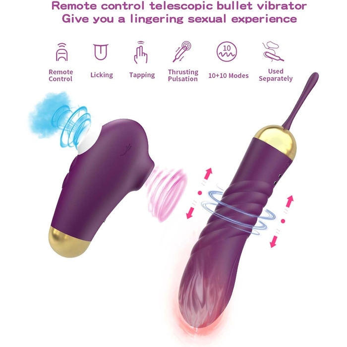 Вібратор Dildovibrator ChicLSQ зі пультом дистанційного керування – 10 режимів стимуляції та 10 режимів вібрації, вібратор G-точки для пар. Потужний та тихий AV-стабілізатор, ідеальний для самостійного та парного задоволення.