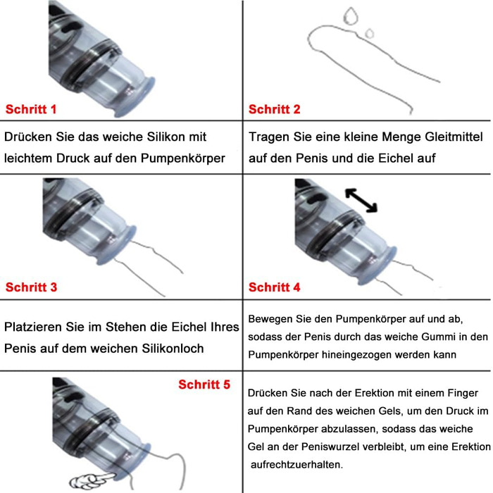 Вакуумна помпа для збільшення пеніса, 5 силіконових кілець, ручна помпа для ерекції та покращення потенції, для чоловіків
