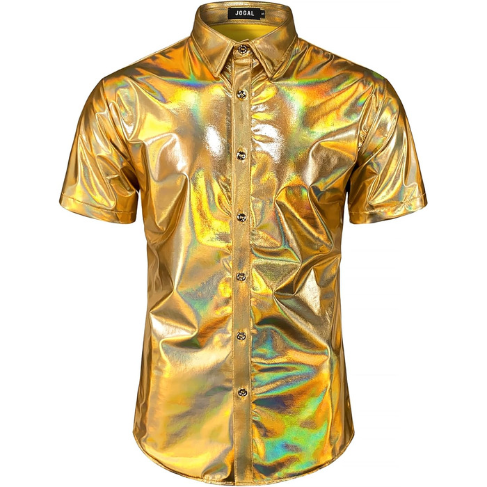 Чоловічий блискучий бронзовий костюм для вечірок JOGAL (золотий блиск, розмір S)