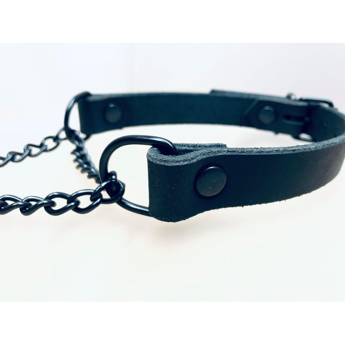 Шкіряне намисто з ланцюгом, готичне намисто з ланцюгом, намисто BDSM (XL 46-52 см)