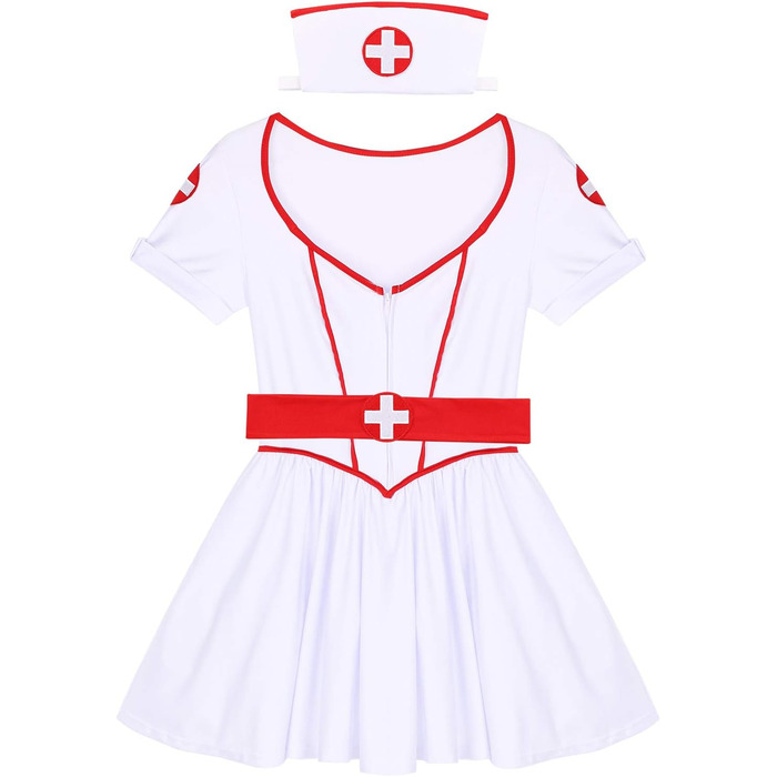 Костюм медсестри Freebily: сексуальний набір для косплею, карнавалу та Хелловіну. Білий комплект, babydoll, нічна сорочка, XXL